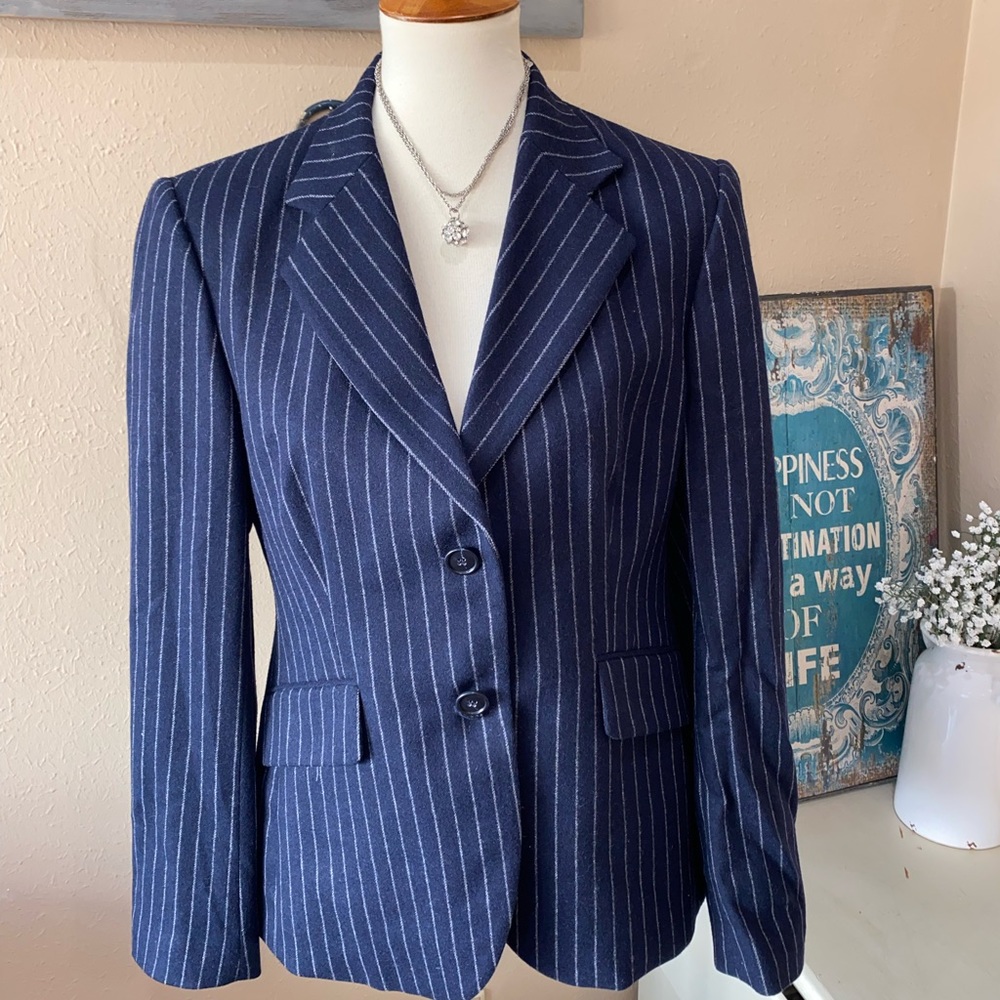 ❤️NWOT Neiman Marcus Massimo Dutti Pinstripe Wool Blazer size 44 / 16 ❤️